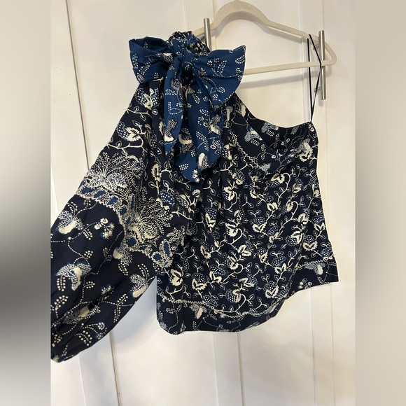 ULLA JOHNSON Asima floral one shoulder puff sleeve top - Picture 4 of 10